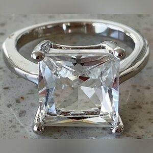 Classic Square- Size 6 Cut Clear Stone Sterling 925 Silver Ring -
Stunning Stone